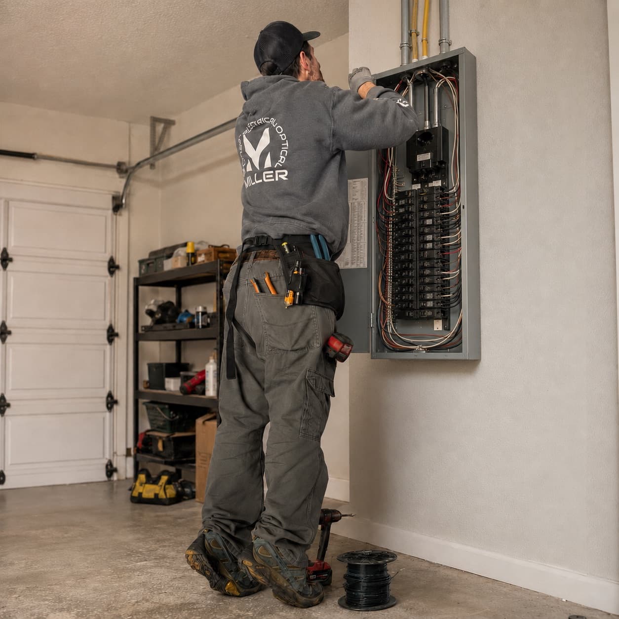 Miller Electrical electrician servicing an electrical panel